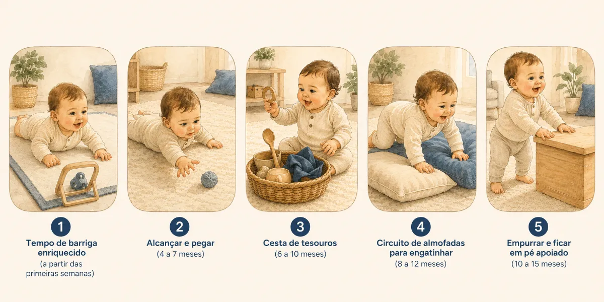 5 atividades de estímulo motor para fazer com o bebê em casa hoje